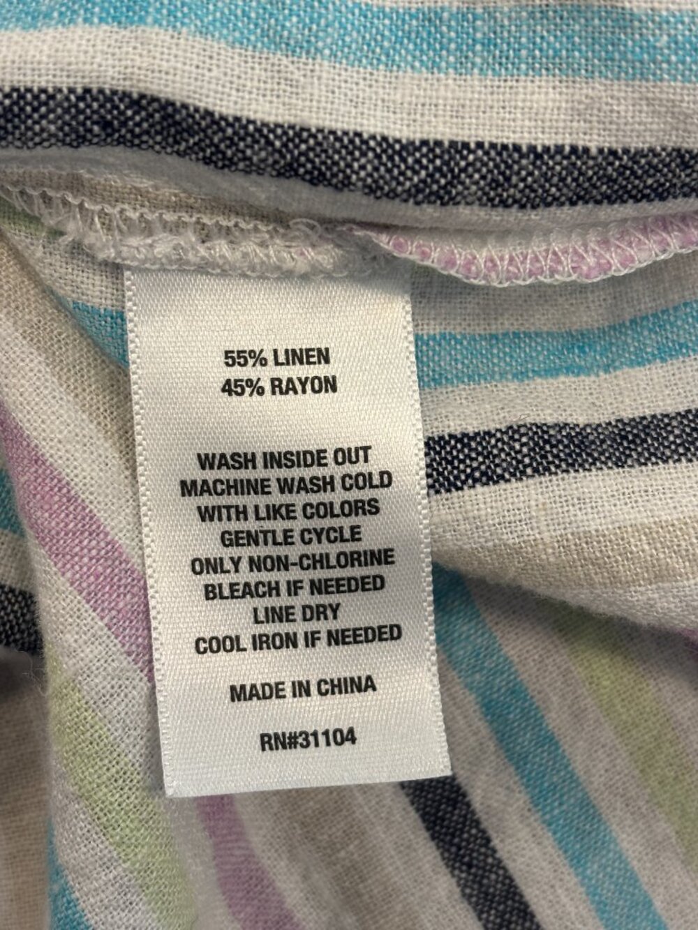 NWT Kim Rogers Linen Stripe Tunic Top Multi Stripe Size M - Picture 6 of 6
